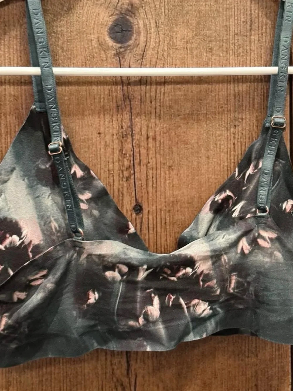 Danskin seamless Teal Floral Wireless Bralette bra XL